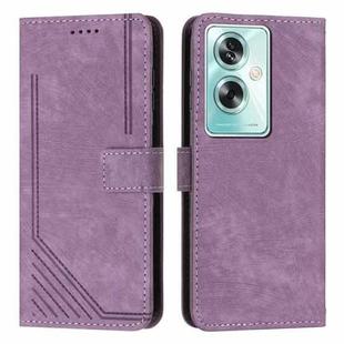 For OPPO A79 5G Skin Feel Stripe Pattern Leather Phone Case with Lanyard(Purple)