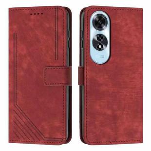 For OPPO A60 4G Skin Feel Stripe Pattern Leather Phone Case with Lanyard(Red)