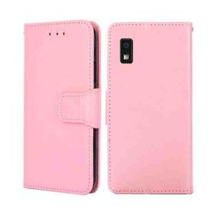 For Sharp Aqous Wish 3 Crystal Texture Leather Phone Case(Pink)