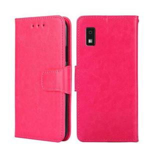 For Sharp Aqous Wish 3 Crystal Texture Leather Phone Case(Rose Red)