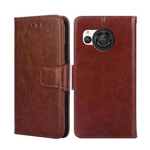 For Sharp Aquos R8 SH-52D Crystal Texture Leather Phone Case(Brown)