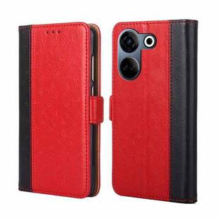 For Tecno Camon 20 Pro 4G Ostrich Texture Horizontal Flip Leather Phone Case(Red)