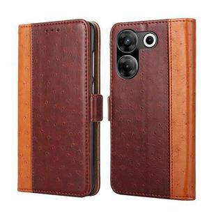 For Tecno Camon 20 Pro 5G Ostrich Texture Horizontal Flip Leather Phone Case(Brown)