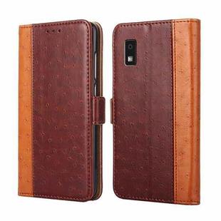 For Sharp Aqous Wish 3 Ostrich Texture Horizontal Flip Leather Phone Case(Brown)