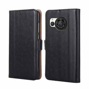 For Sharp Aquos R8 SH-52D Ostrich Texture Horizontal Flip Leather Phone Case(Black)