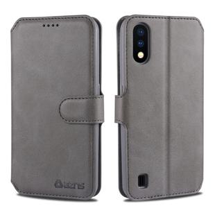 For Samsung Galaxy A01 AZNS Calf Texture Horizontal Flip Leather Case, with Holder & Card Slots & Wallet & Photo Frame(Grey)