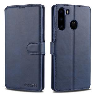 For Samsung Galaxy A21 AZNS Calf Texture Horizontal Flip Leather Case, with Holder & Card Slots & Wallet & Photo Frame(Blue)