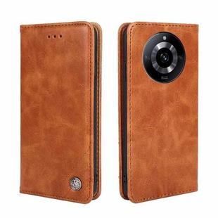 For Realme 11 5G Non-Magnetic Retro Texture Leather Phone Case(Brown)
