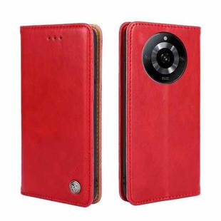 For Realme 11 5G Non-Magnetic Retro Texture Leather Phone Case(Red)