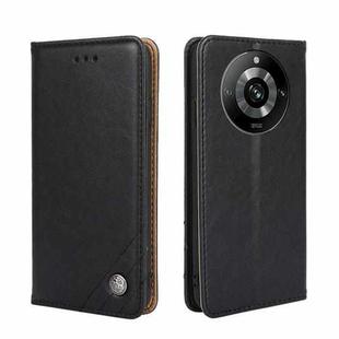 For Realme 11 Pro / 11 Pro+ 5G Non-Magnetic Retro Texture Leather Phone Case(Black)