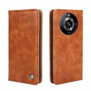 For Realme 11 Pro / 11 Pro+ 5G Non-Magnetic Retro Texture Leather Phone Case(Brown)