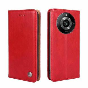For Realme 11 Pro / 11 Pro+ 5G Non-Magnetic Retro Texture Leather Phone Case(Red)