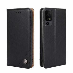 For TCL 40 XE 5G / 40X 5G T601D Non-Magnetic Retro Texture Leather Phone Case(Black)