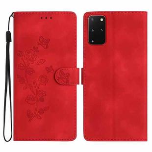 For Samsung Galaxy S20+ Flower Butterfly Embossing Pattern Leather Phone Case(Red)