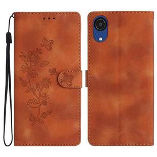 For Samsung Galaxy A03 Core Flower Butterfly Embossing Pattern Leather Phone Case(Brown)