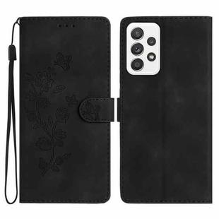 For Samsung Galaxy A23 5G Flower Butterfly Embossing Pattern Leather Phone Case(Black)