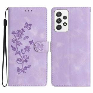 For Samsung Galaxy A32 5G Flower Butterfly Embossing Pattern Leather Phone Case(Purple)