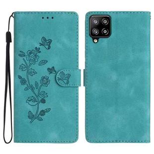 For Samsung Galaxy M53 Flower Butterfly Embossing Pattern Leather Phone Case(Sky Blue)