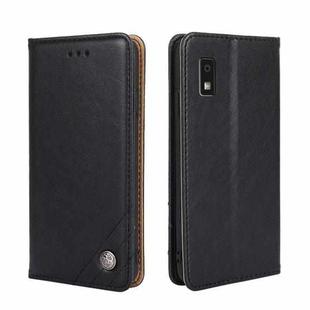 For Sharp Aqous Wish 3 Non-Magnetic Retro Texture Leather Phone Case(Black)