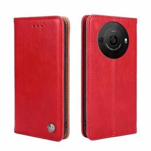 For Sharp Aquos R8 Pro SH-51D Non-Magnetic Retro Texture Leather Phone Case(Red)