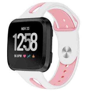 For Fitbit Versa 2 / Fitbit Versa / Fitbit Versa Lite Two Colors Silicone Watch Band, Size:S(White Pink)