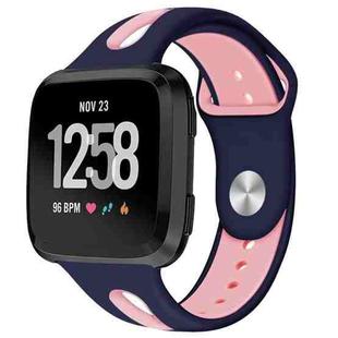 For Fitbit Versa 2 / Fitbit Versa / Fitbit Versa Lite Two Colors Silicone Watch Band, Size:S(Navy Pink)