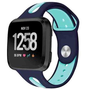 For Fitbit Versa 2 / Fitbit Versa / Fitbit Versa Lite Two Colors Silicone Watch Band, Size:S(Navy Duck)