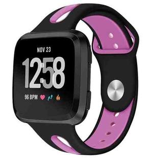 For Fitbit Versa 2 / Fitbit Versa / Fitbit Versa Lite Two Colors Silicone Watch Band, Size:S(Black Rose Purple)