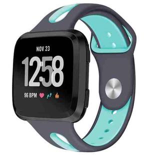 For Fitbit Versa 2 / Fitbit Versa / Fitbit Versa Lite Two Colors Silicone Watch Band, Size:S(Deep Grey Duck)