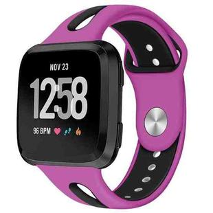 For Fitbit Versa 2 / Fitbit Versa / Fitbit Versa Lite Two Colors Silicone Watch Band, Size:S(Purple Black)
