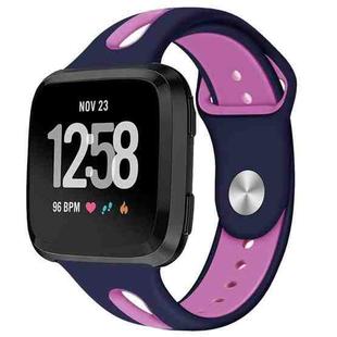 For Fitbit Versa 2 / Fitbit Versa / Fitbit Versa Lite Two Colors Silicone Watch Band, Size:L(Navy Rose Pink)