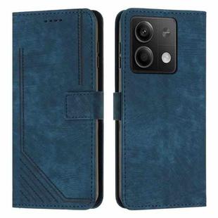 For Xiaomi Redmi Note 13 Skin Feel Stripe Pattern Leather Phone Case with Long Lanyard(Blue)