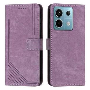 For Xiaomi Redmi Note 13 Pro Skin Feel Stripe Pattern Leather Phone Case with Long Lanyard(Purple)