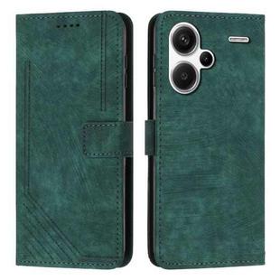 For Xiaomi Redmi Note 13 Pro+ Skin Feel Stripe Pattern Leather Phone Case with Long Lanyard(Green)