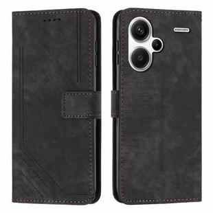 For Xiaomi Redmi Note 13 Pro+ Skin Feel Stripe Pattern Leather Phone Case with Long Lanyard(Black)