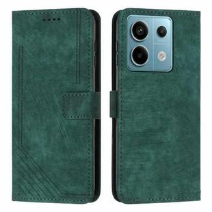 For Xiaomi Redmi Note 13 Pro 4G Global Skin Feel Stripe Pattern Leather Phone Case with Long Lanyard(Green)