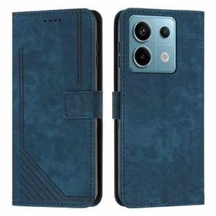 For Xiaomi Redmi Note 13 Pro 4G Global Skin Feel Stripe Pattern Leather Phone Case with Long Lanyard(Blue)