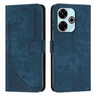 For Xiaomi Redmi 13 4G Skin Feel Stripe Pattern Leather Phone Case with Long Lanyard(Blue)