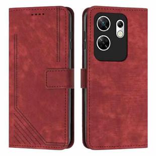 For Infinix Zero 30 4G Skin Feel Stripe Pattern Leather Phone Case with Lanyard(Red)