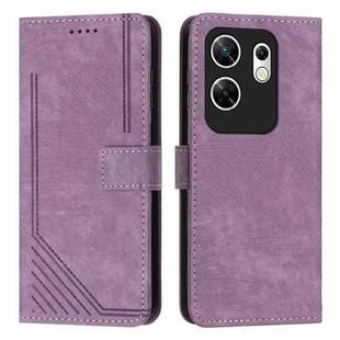 For Infinix Zero 30 4G Skin Feel Stripe Pattern Leather Phone Case with Lanyard(Purple)