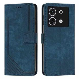 For Infinix Zero 30 5G Skin Feel Stripe Pattern Leather Phone Case with Lanyard(Blue)