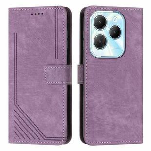 For Infinix Hot 40 / 40 Pro Skin Feel Stripe Pattern Leather Phone Case with Lanyard(Purple)