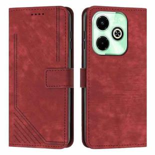 For Infinix Hot 40i Skin Feel Stripe Pattern Leather Phone Case with Lanyard(Red)