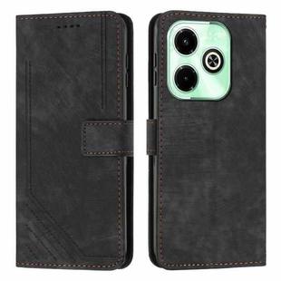 For Infinix Hot 40i Skin Feel Stripe Pattern Leather Phone Case with Lanyard(Black)