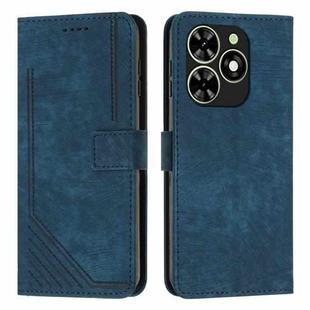 For Infinix Smart 8 Skin Feel Stripe Pattern Leather Phone Case with Lanyard(Blue)