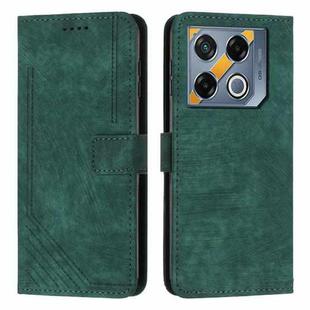 For Infinix GT 20 Pro Skin Feel Stripe Pattern Leather Phone Case with Lanyard(Green)