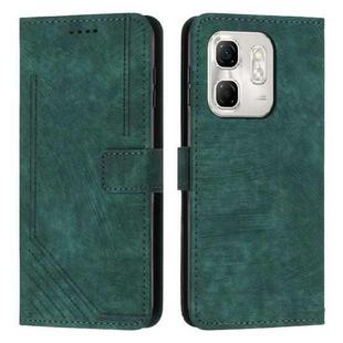 For Infinix Hot 50i Skin Feel Stripe Pattern Leather Phone Case with Lanyard(Green)