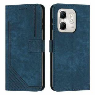 For Infinix Hot 50i Skin Feel Stripe Pattern Leather Phone Case with Lanyard(Blue)