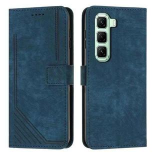 For Infinix Hot 50 Pro 4G Skin Feel Stripe Pattern Leather Phone Case with Lanyard(Blue)