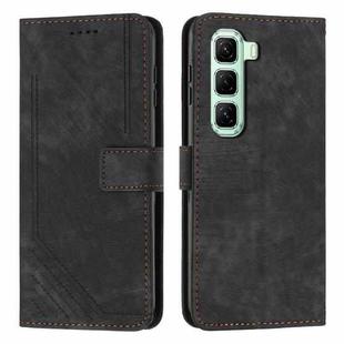 For Infinix Hot 50 Pro 4G Skin Feel Stripe Pattern Leather Phone Case with Lanyard(Black)